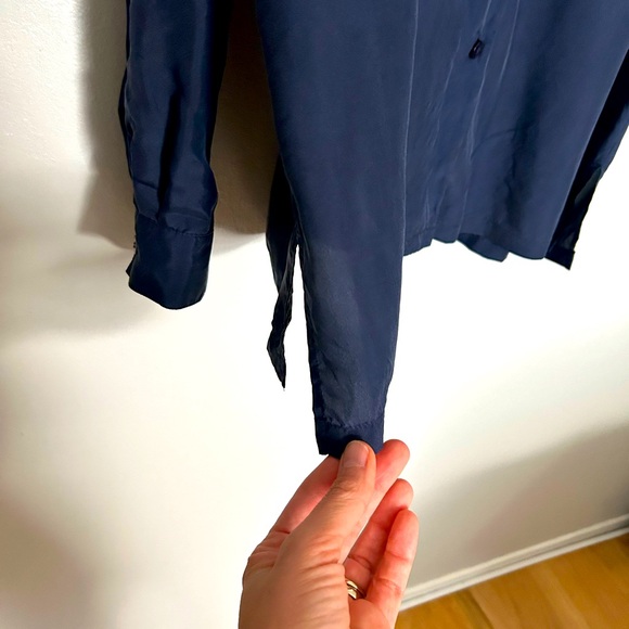 Chaus & Co. Nordstrom Navy Silk Button Down Blouse - Picture 6 of 6